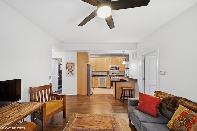 7639 N Greenview Ave Unit 1E, Chicago, IL 60626 - living room with wood finished floors and ceiling fan