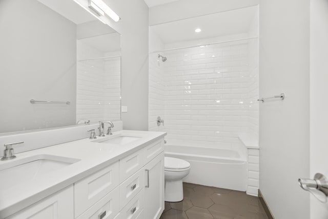 4133 N Kenmore Ave Unit 1N, Chicago, IL 60613 - full bathroom featuring tile patterned flooring, double vanity, and tub / shower combination