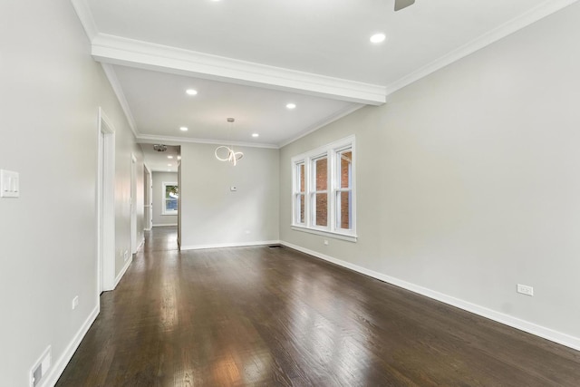 2407 S 60th Ct, Cicero, IL 60804 - unfurnished room featuring dark wood-style floors, recessed lighting, ornamental molding, and a ceiling fan