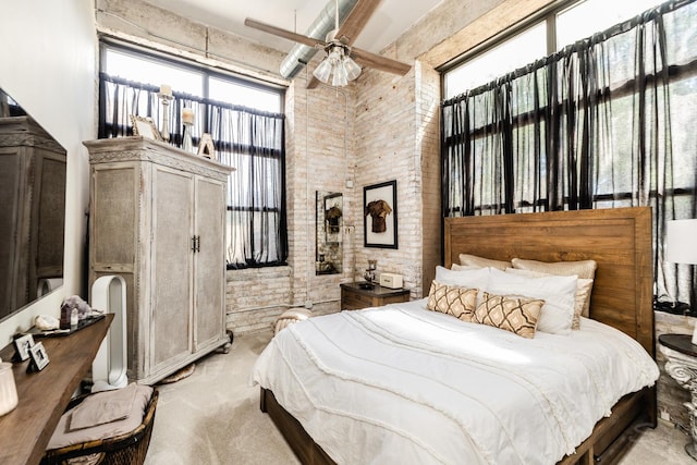 1820 N Spaulding Ave Unit 102, Chicago, IL 60647 - bedroom featuring a towering ceiling, light colored carpet, and a ceiling fan
