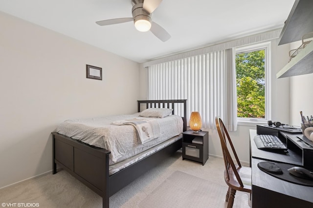 3843 Appian Way, Glenview, IL 60025 - carpeted bedroom featuring a ceiling fan and an office area