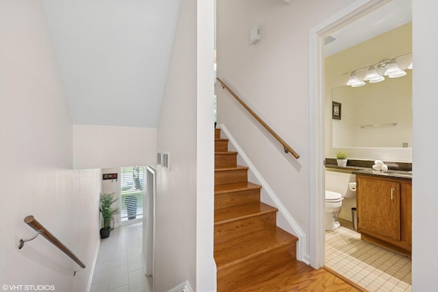 3843 Appian Way, Glenview, IL 60025 - stairway with tile patterned floors