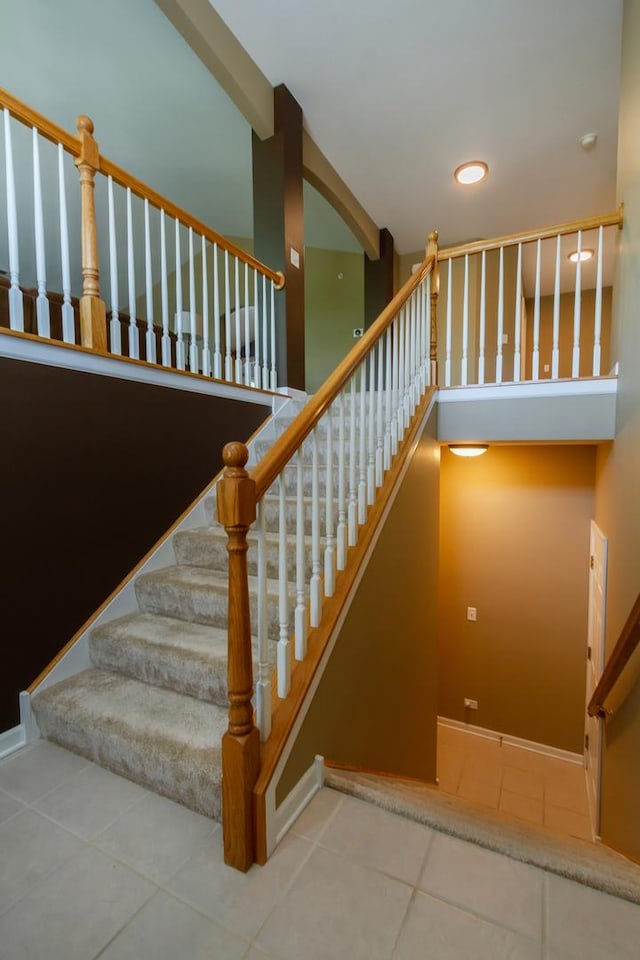 2746 Acorn Ct Unit 2746, West Dundee, IL 60118 - stairs featuring tile patterned floors and arched walkways