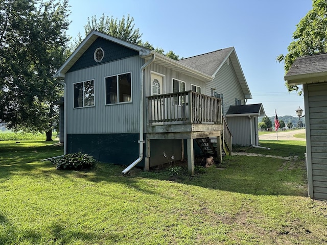 12851 Argo Fay Rd, Thomson, IL 61285 - back of property with stairs, a deck, and a lawn