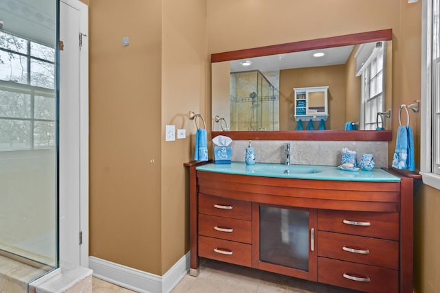 49 Red Oak Ln, Highland Park, IL 60035 - full bath featuring a shower stall, vanity, and tile patterned flooring