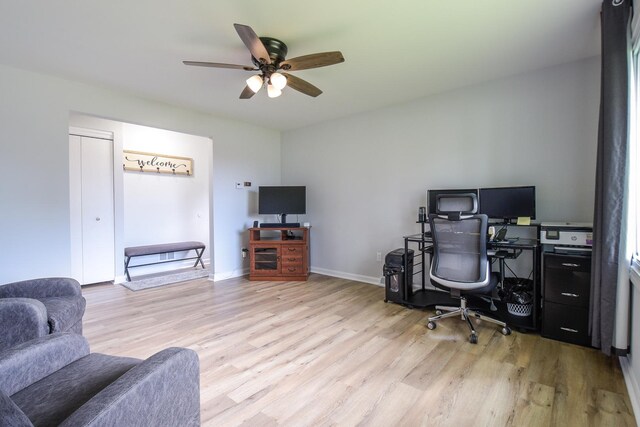 1021 Otis Ave, Rockdale, IL 60436 - office with light wood-type flooring and ceiling fan