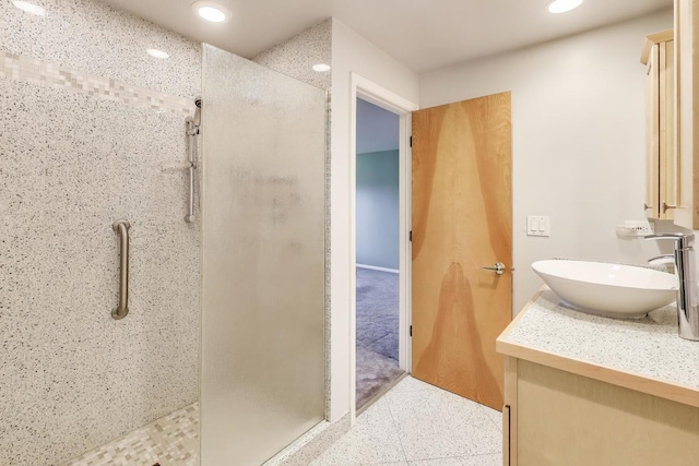108 Bishop Quarter Ln, Oak Park, IL 60302 - full bathroom featuring a stall shower, vanity, and recessed lighting