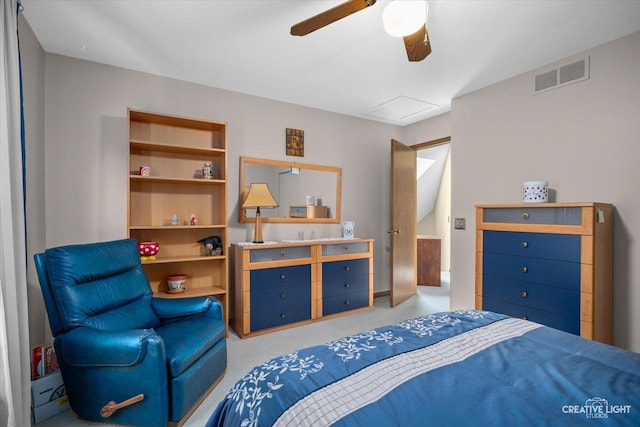 872 Shady Ln, Aurora, IL 60506 - bedroom featuring carpet floors, attic access, and a ceiling fan