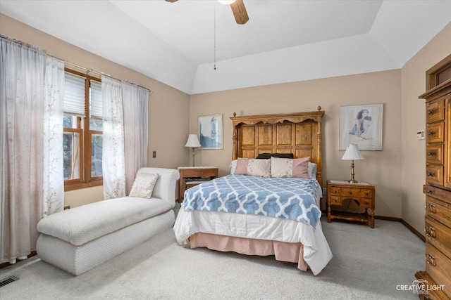 872 Shady Ln, Aurora, IL 60506 - bedroom featuring carpet floors, vaulted ceiling, and ceiling fan