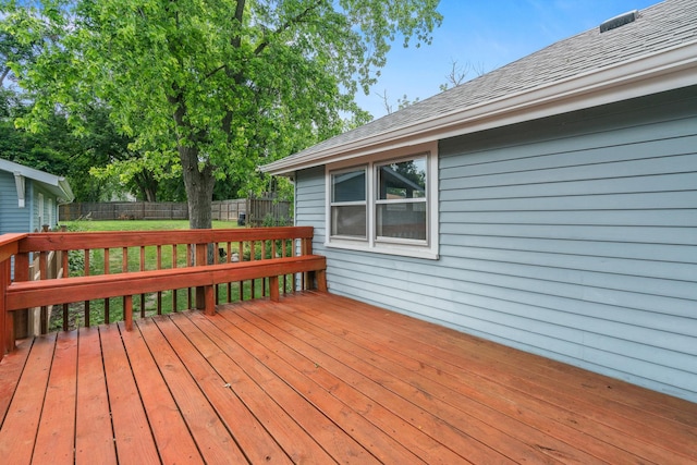144 Greenley St, Woodstock, IL 60098 - wooden deck featuring a fenced backyard