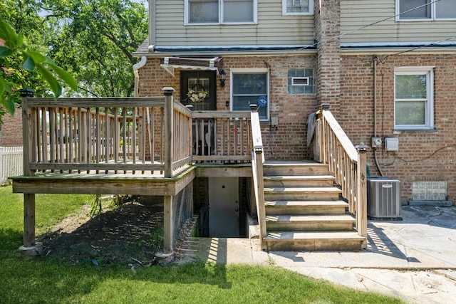 22427 Ridgeway Ave, Richton Park, IL 60471 - rear view of property featuring a wooden deck and brick siding