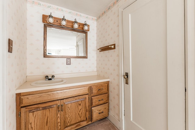 536 Center Ave, Sycamore, IL 60178 - bathroom with wallpapered walls and vanity