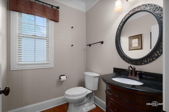 3704 Heathmoor Dr, Elgin, IL 60124 - bathroom with crown molding, vanity, and wood finished floors