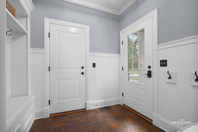 3704 Heathmoor Dr, Elgin, IL 60124 - mudroom with wainscoting and crown molding