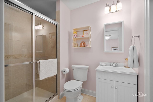3704 Heathmoor Dr, Elgin, IL 60124 - bathroom with vanity, a shower stall, and tile patterned floors