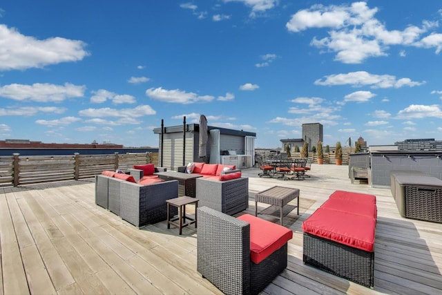 2405 W Iowa St Unit 405, Chicago, IL 60622 - wooden terrace with an outdoor hangout area