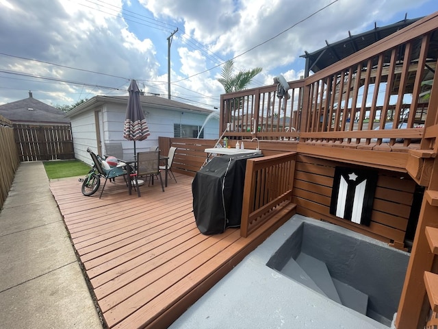 2918 N Normandy Ave, Chicago, IL 60634 - wooden deck featuring outdoor dining space and area for grilling