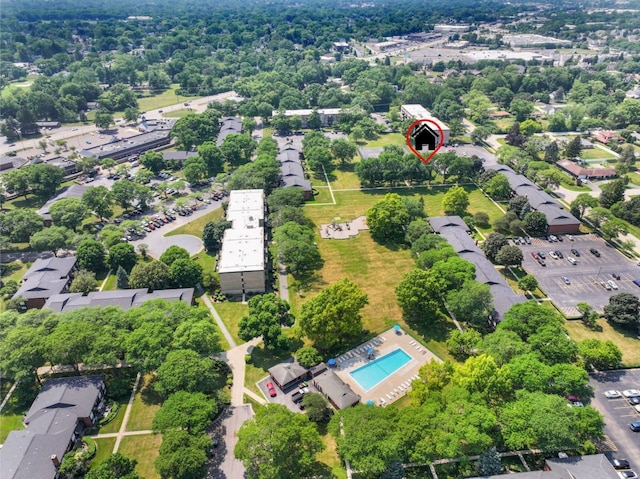 2319 E Olive St Unit 1D, Arlington Heights, IL 60004 - aerial view of property and surrounding area with a pool area