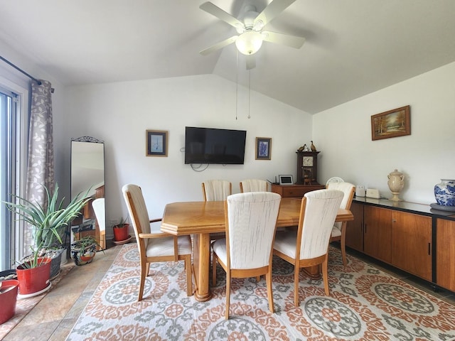 72 Wilton Ln, Mundelein, IL 60060 - dining space featuring vaulted ceiling and ceiling fan