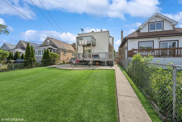 3012 N Nottingham Ave, Chicago, IL 60634 - rear view of property with a fenced backyard, a patio area, and a wooden deck