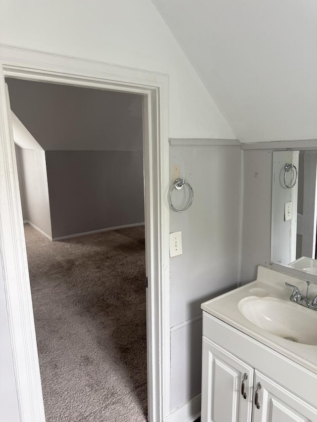 118 Wilcox Ave, Elgin, IL 60123 - bathroom with lofted ceiling and vanity