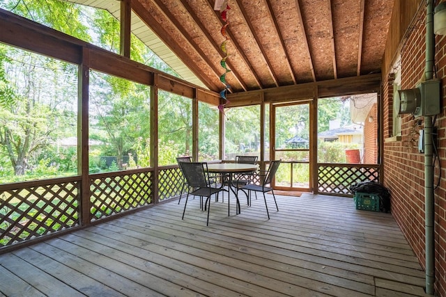 14 Grandview Dr, Normal, IL 61761 - sunroom with outdoor dining area and vaulted ceiling