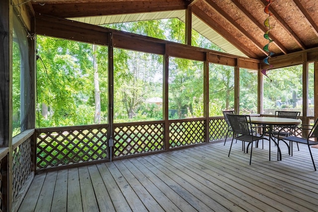 14 Grandview Dr, Normal, IL 61761 - sunroom featuring vaulted ceiling and outdoor dining space