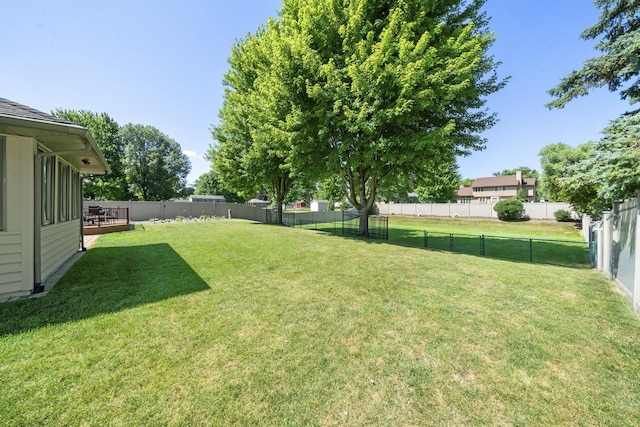 541 Donald St, Hinckley, IL 60520 - fenced backyard featuring a wooden deck