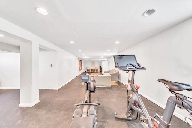 3052 W 100th St, Evergreen Park, IL 60805 - exercise area featuring baseboards and recessed lighting