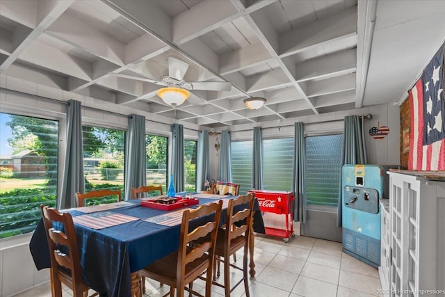 8011 Lawler Ave, Burbank, IL 60459 - sunroom with coffered ceiling and beamed ceiling