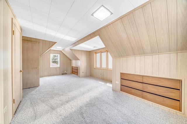 10817 S Kenneth Ave, Oak Lawn, IL 60453 - additional living space with wood walls, vaulted ceiling, and carpet floors