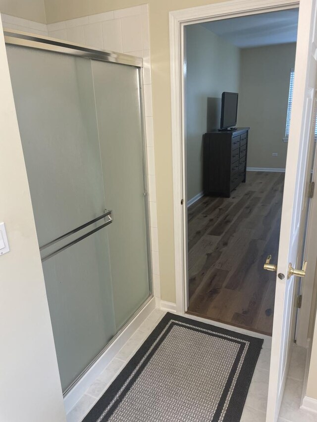 21024 W Walnut Ln, Plainfield, IL 60544 - full bathroom with a shower stall and wood finished floors