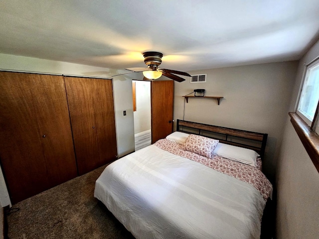 129 S Commonwealth Ave, Elgin, IL 60123 - carpeted bedroom with a closet and a ceiling fan
