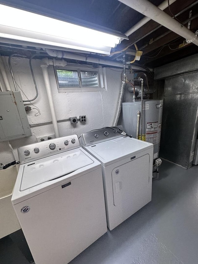 1028 Castlewood Ln, Deerfield, IL 60015 - laundry area with washing machine and clothes dryer, water heater, and electric panel