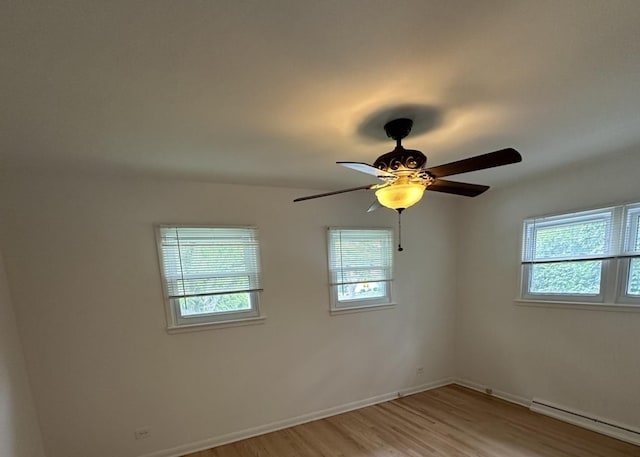 1028 Castlewood Ln, Deerfield, IL 60015 - unfurnished room with baseboard heating, light wood-style floors, and ceiling fan