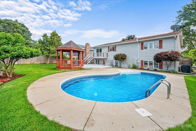 404 Kensington Dr, Mchenry, IL 60050 - view of swimming pool with a gazebo, stairs, and a patio