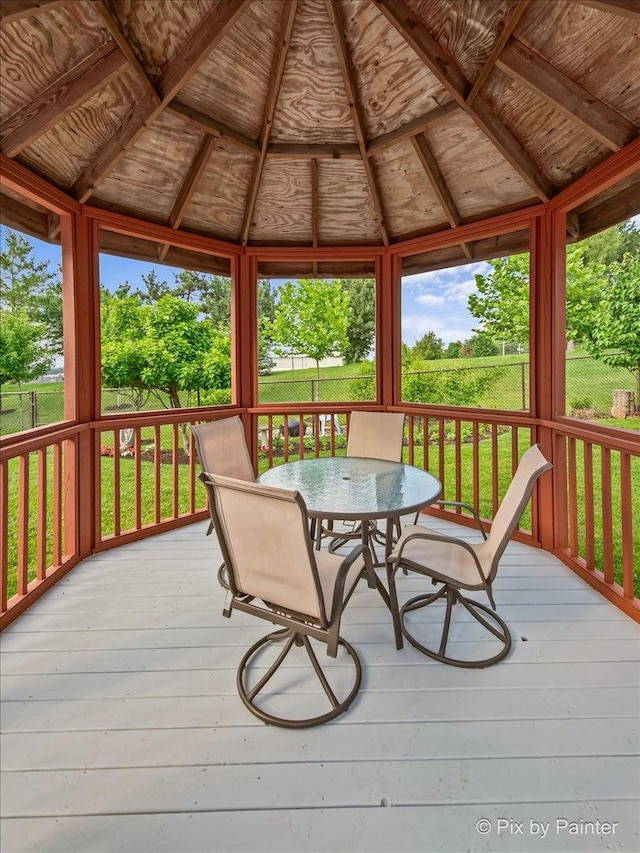 404 Kensington Dr, Mchenry, IL 60050 - deck with a gazebo, outdoor dining area, and a yard