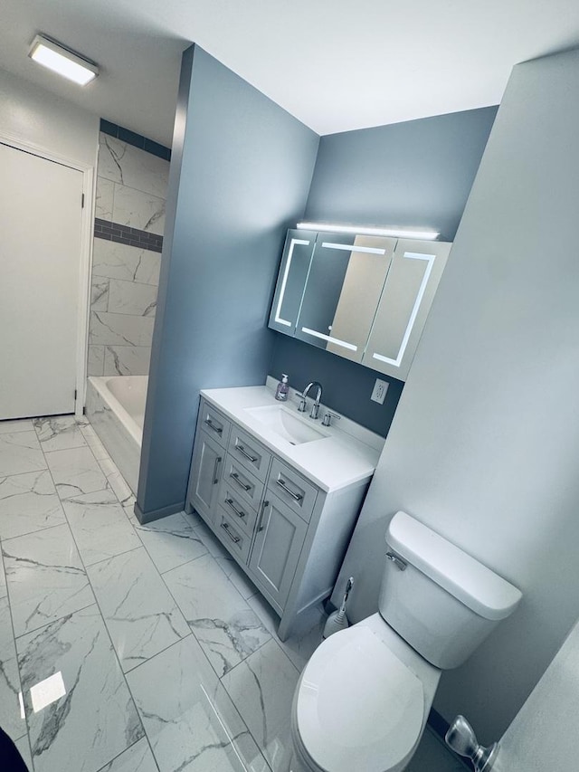 5907 Kirkwood Dr, Rockford, IL 61109 - full bath with marble finish floors and vanity