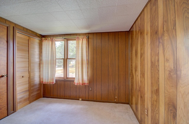 900 Mason Ave, Joliet, IL 60435 - unfurnished bedroom with carpet floors, wood walls, and a closet