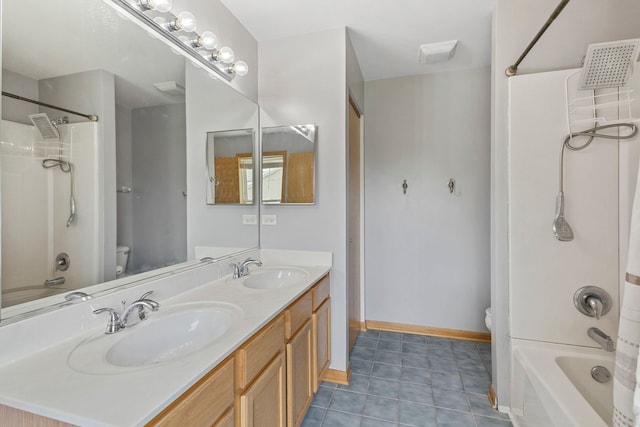 16260 W Mohawk Ct, Lockport, IL 60441 - full bath featuring bathing tub / shower combination, double vanity, and tile patterned flooring