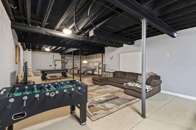 16260 W Mohawk Ct, Lockport, IL 60441 - playroom featuring concrete flooring and billiards table