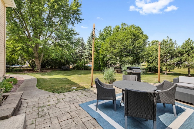 16260 W Mohawk Ct, Lockport, IL 60441 - view of patio / terrace with outdoor dining space, view of wooded area, and area for grilling