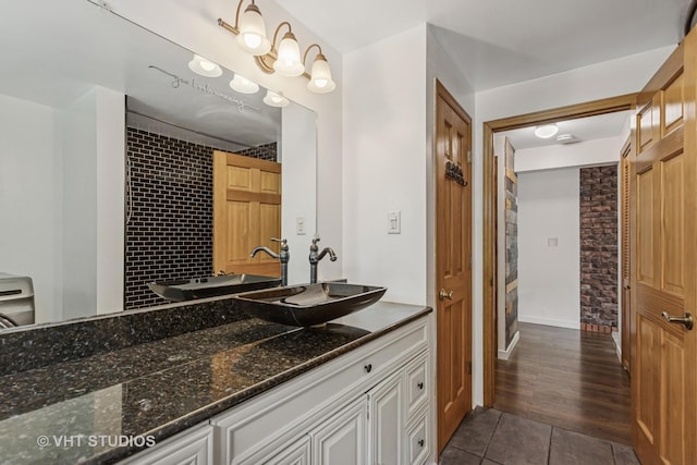 29625 N Readman Ln, Wilmington, IL 60481 - full bathroom featuring vanity, tile patterned floors, and a shower