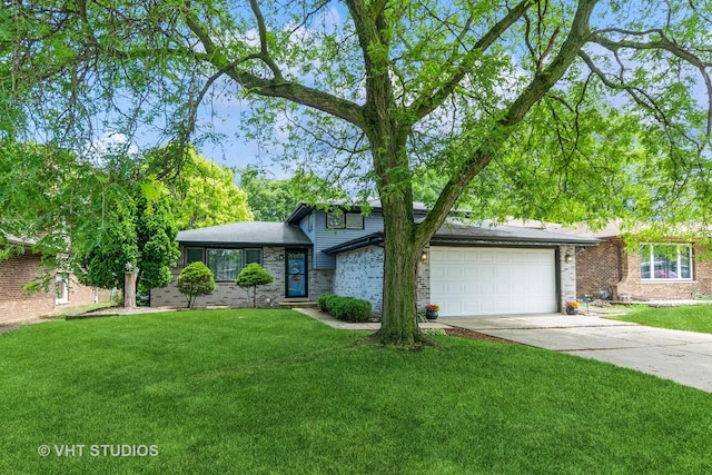 218 Poston Rd, Willow Springs, IL 60480 - view of front of house with brick siding, an attached garage, driveway, and a front yard