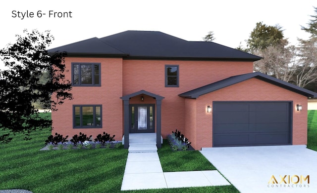 22792 Eastwind Dr, Richton Park, IL 60471 - view of front facade with driveway, brick siding, and a front lawn