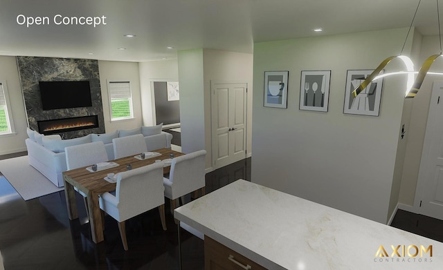 22792 Eastwind Dr, Richton Park, IL 60471 - dining space featuring a high end fireplace and recessed lighting
