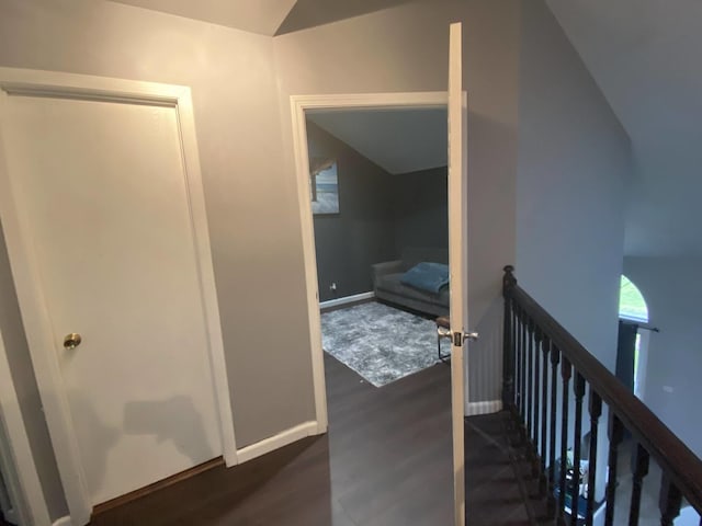 1014 Rockport Dr, Carol Stream, IL 60188 - corridor with an upstairs landing, dark wood finished floors, and vaulted ceiling