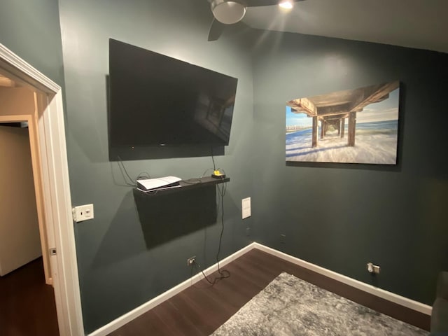 1014 Rockport Dr, Carol Stream, IL 60188 - bedroom featuring wood finished floors, vaulted ceiling, and ceiling fan