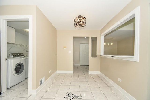 18100 Rita Rd Unit 3B, Tinley Park, IL 60477 - laundry area featuring separate washer and dryer and light tile patterned floors
