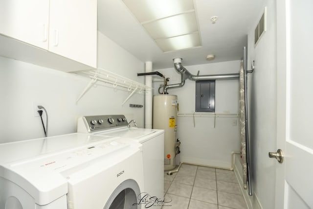 18100 Rita Rd Unit 3B, Tinley Park, IL 60477 - laundry area with electric panel, washing machine and dryer, water heater, cabinet space, and light tile patterned floors